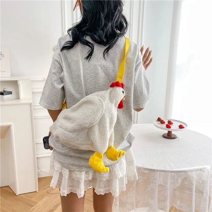 Cute Chicken Plush Crossbody Bag – Novelty Hen Purse