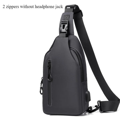 Men's Sling Bag with USB Charging Port & Headphone Jack