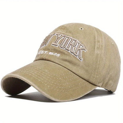 New York Embroidery Baseball Cap – Washed Vintage Style