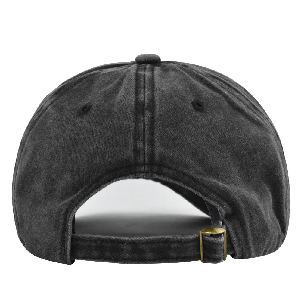 Embroidered Snapback Baseball Cap Vintage Washed Unisex