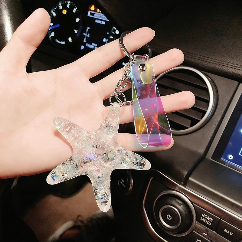 Ocean Starfish Beaded Keychain – Cute Bag Charm with Tassel