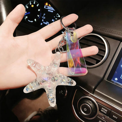 Ocean Starfish Beaded Keychain – Cute Bag Charm with Tassel