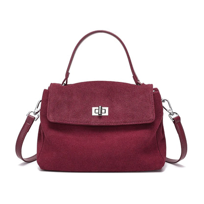 Suede Leather Crossbody Bag for Women – Luxury Designer Shoulder Handbag