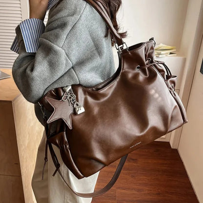 Large Capacity Tote Bag – Retro Shoulder & Crossbody Handbag