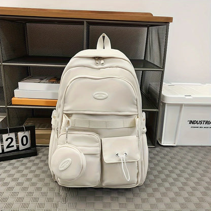 Large Capacity School Backpack with Mini Coin Pouch