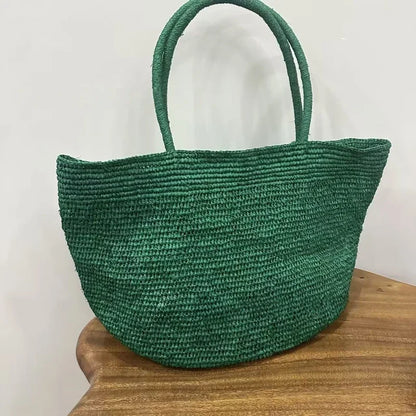Raffia Straw Beach Tote Bag – Large Woven Shoulder Bag for Summer