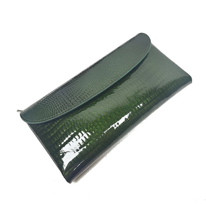 Patent Leather Long Wallet Women Crocodile Pattern Clutch Purse