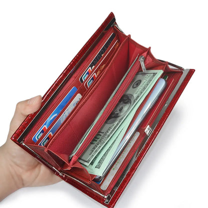 Luxury Slim Long Wallet for Women – Lizard Pattern Leather