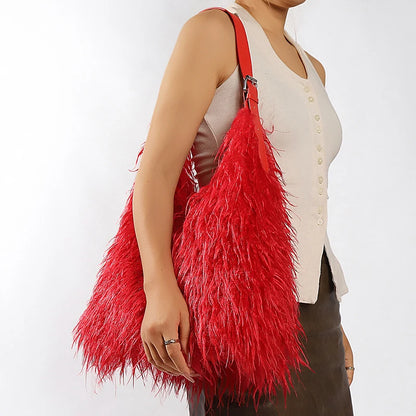 Fluffy Faux Fur Tote Bag – Large Capacity Shoulder Bag for Women