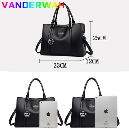Women's Leather Tote Bag – Large Capacity Shoulder & Crossbody Handbag