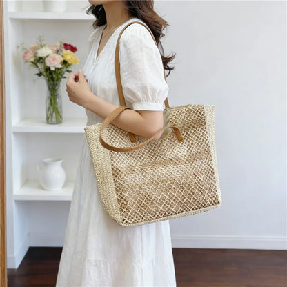 Handmade Straw Beach Tote Bag for Women – Large Capacity