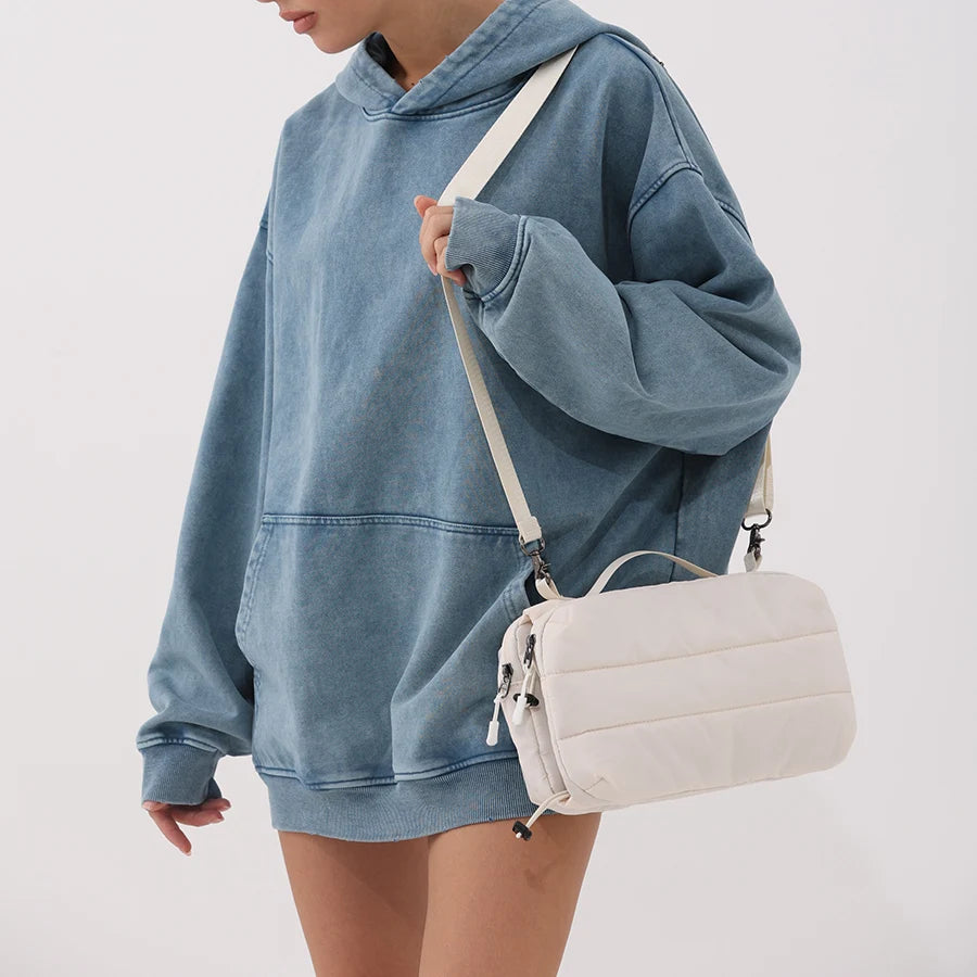 Casual Quilted Padded Square Shoulder Bags Creative Can Hold Kettle Outdoor Crossbody Bag