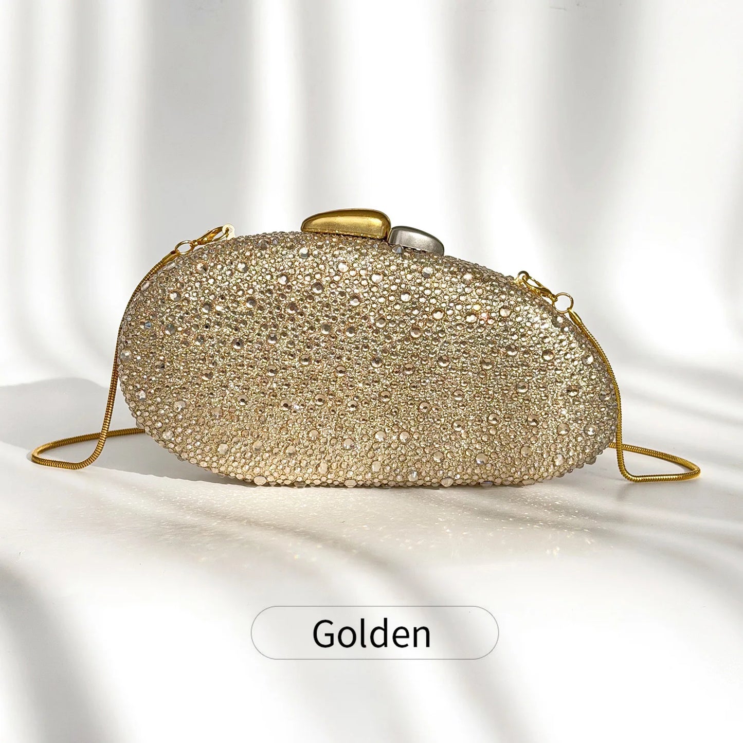 Rhinestone Evening Clutch Bag – Oval Crystal Crossbody Purse for Women