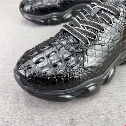 Genuine Crocodile Leather Men's Casual Lace-Up Sneakers