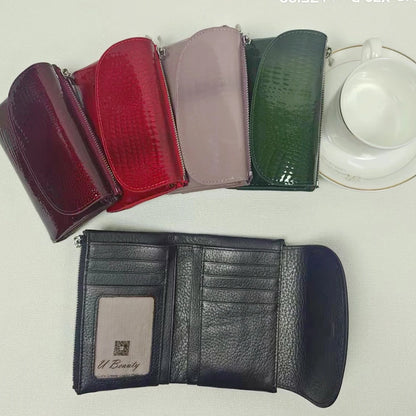 Crocodile Pattern Genuine Leather Women's Short Wallet