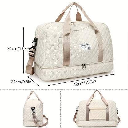 Diamond Quilted Duffle Bag – Large Capacity Travel & Gym Bag for Women