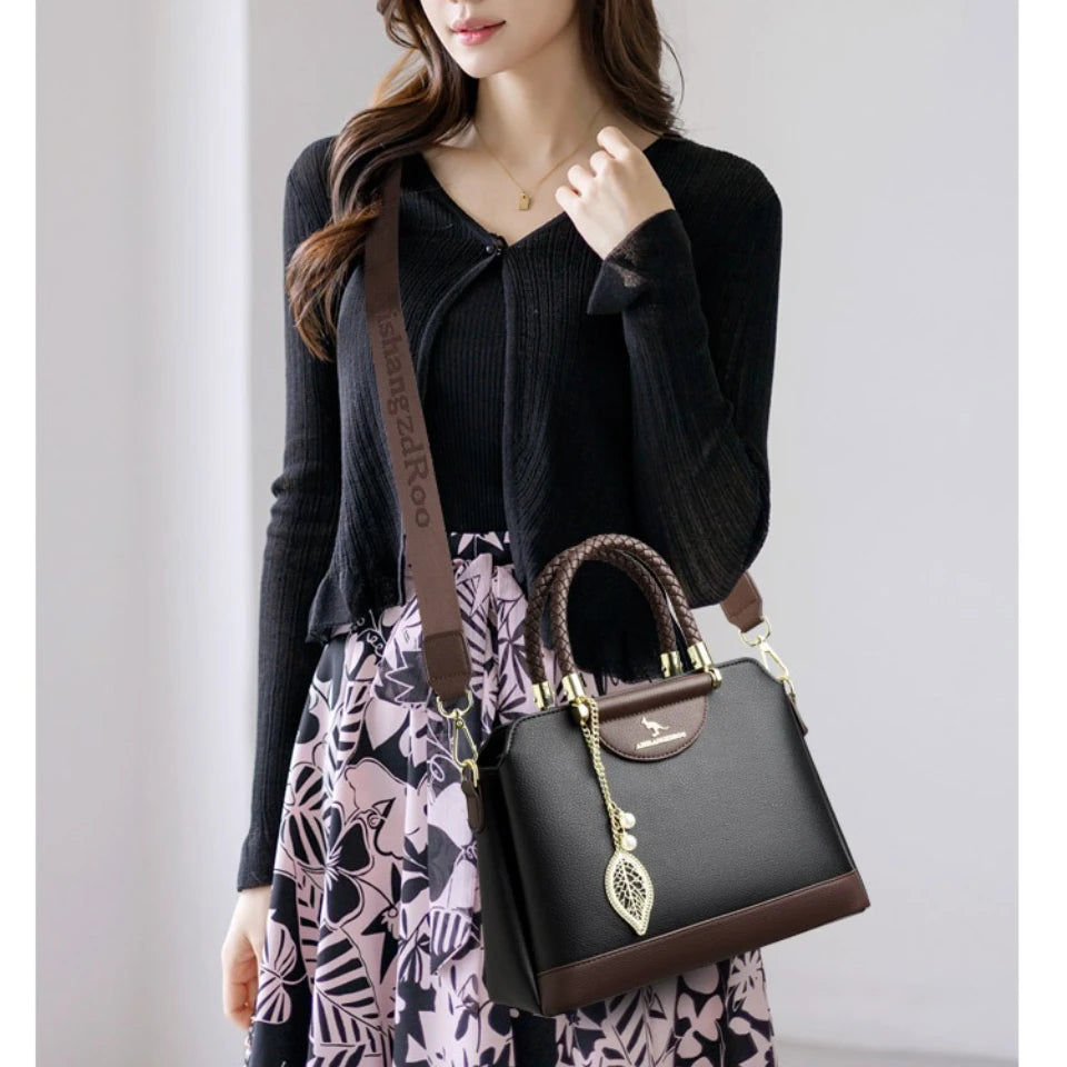 Luxury PU Leather Crossbody Bag for Women – 3-Layer Designer Handbag