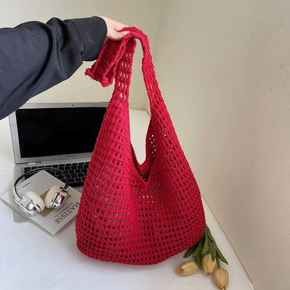 Knit Crochet Hobo Shoulder Bag – Women's Mesh Beach Tote