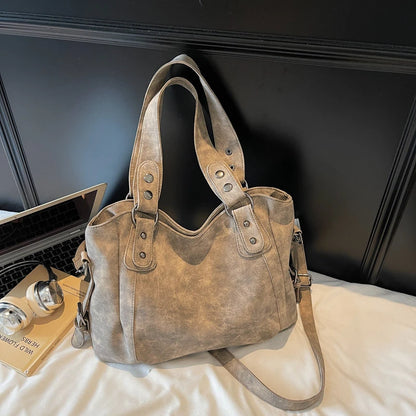 Large Faux Suede Shoulder Bag for Women – Vintage Hobo Handbag
