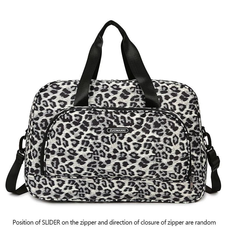 Leopard Print Large Capacity Women's Travel Gym Tote Bag