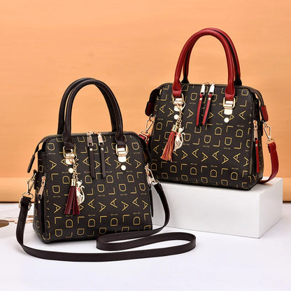 Women's Luxury PU Leather Top-Handle Handbag with Crossbody Strap