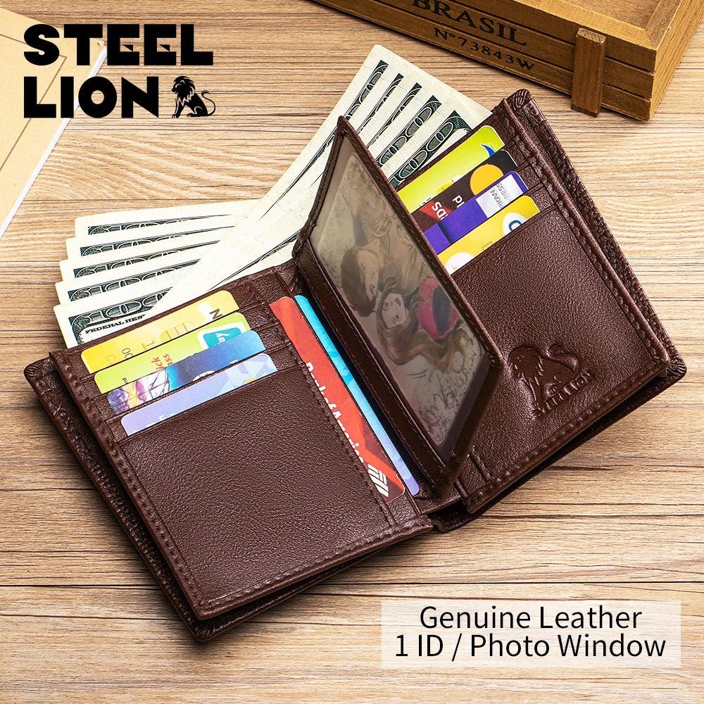 Men's Genuine Leather Wallet – Crocodile Pattern, Large Capacity