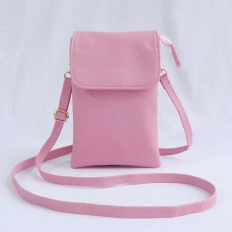 PU Leather Phone Crossbody Bag – Small Flap Messenger Purse for Women