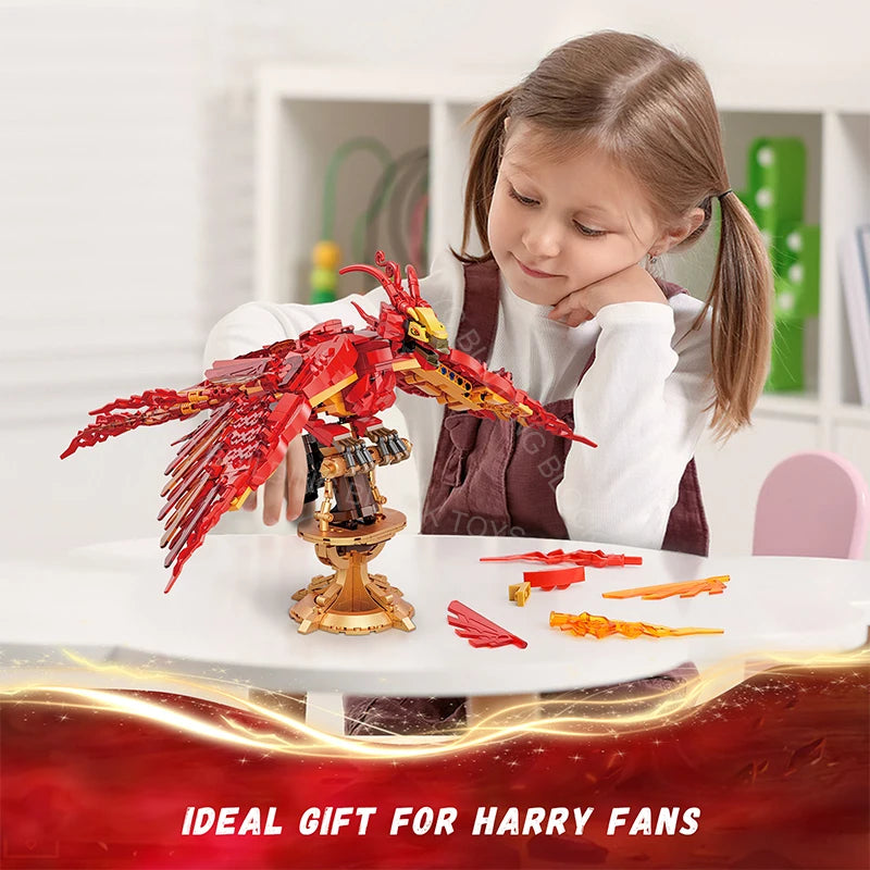 Fire Phoenix Building Blocks Set – 938 Pieces Mythical Bird Model