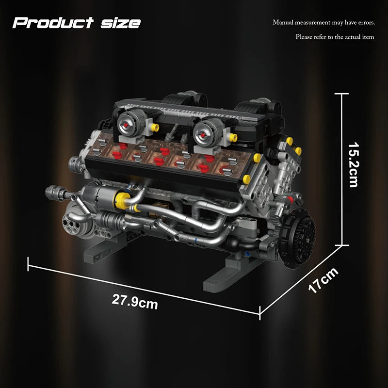 V12 Engine MOC Building Blocks Set – 1400pcs Motorized Technic Model