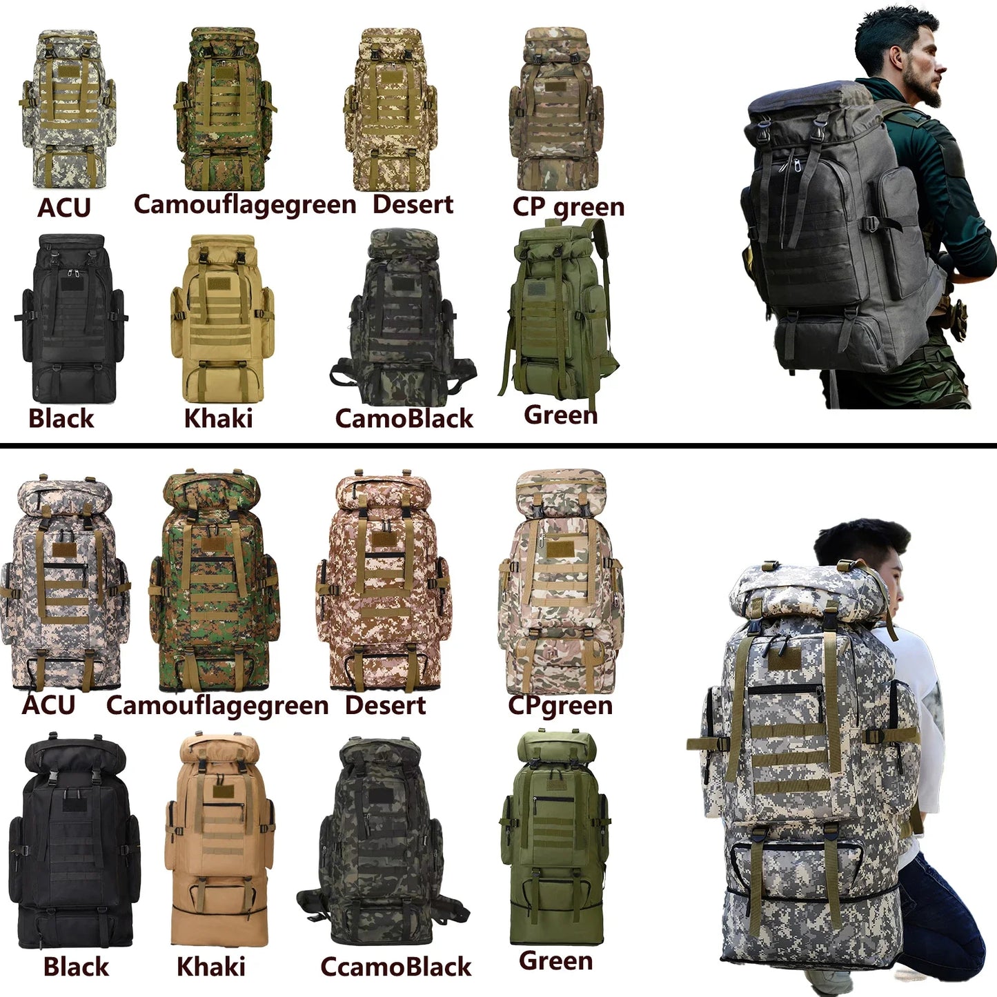 Tactical Backpack 80L/100L – Military Hiking & Camping Bag