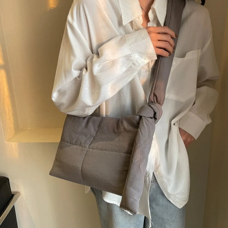 Puffy Down Cotton Padded Shoulder Bag Large Capacity