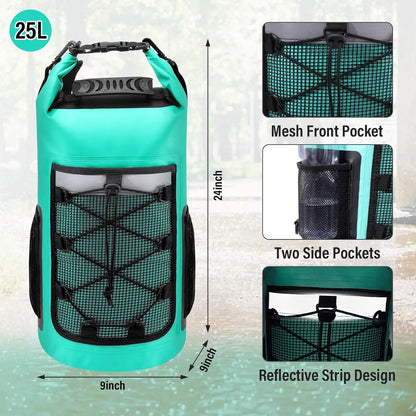 25L Waterproof Roll-Top Dry Bag Backpack for Beach & Water Sports