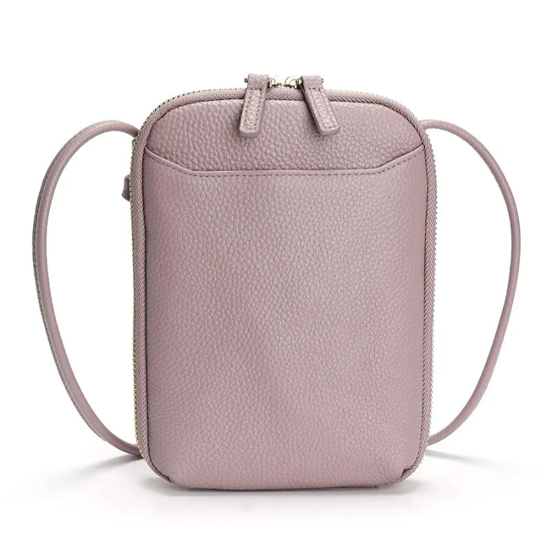 Genuine Leather Crossbody Bag for Women – Zipper Phone Purse