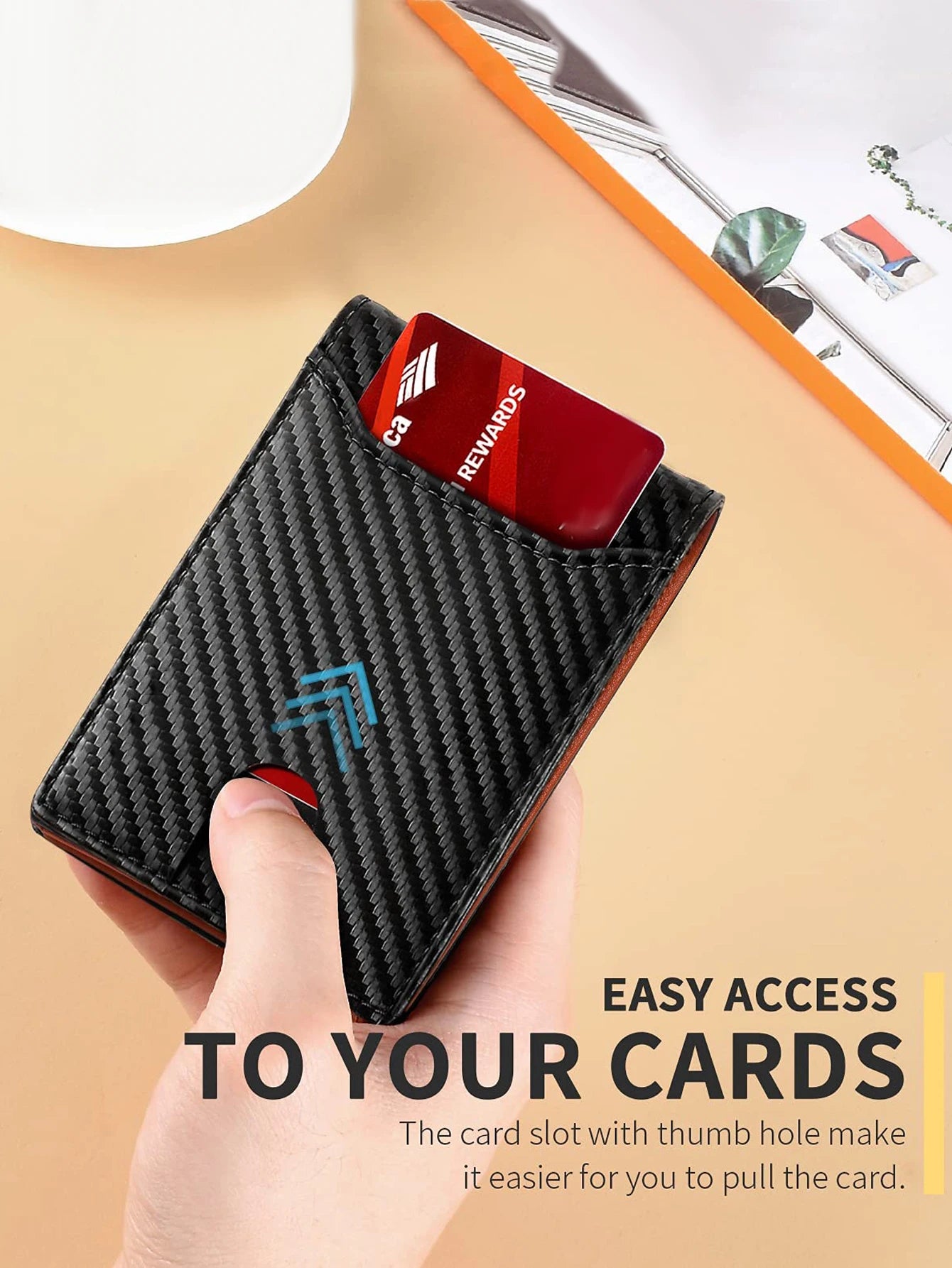 RFID Blocking Carbon Fiber Wallet – Ultra-Slim Bi-Fold Credit Card Holder with ID Window