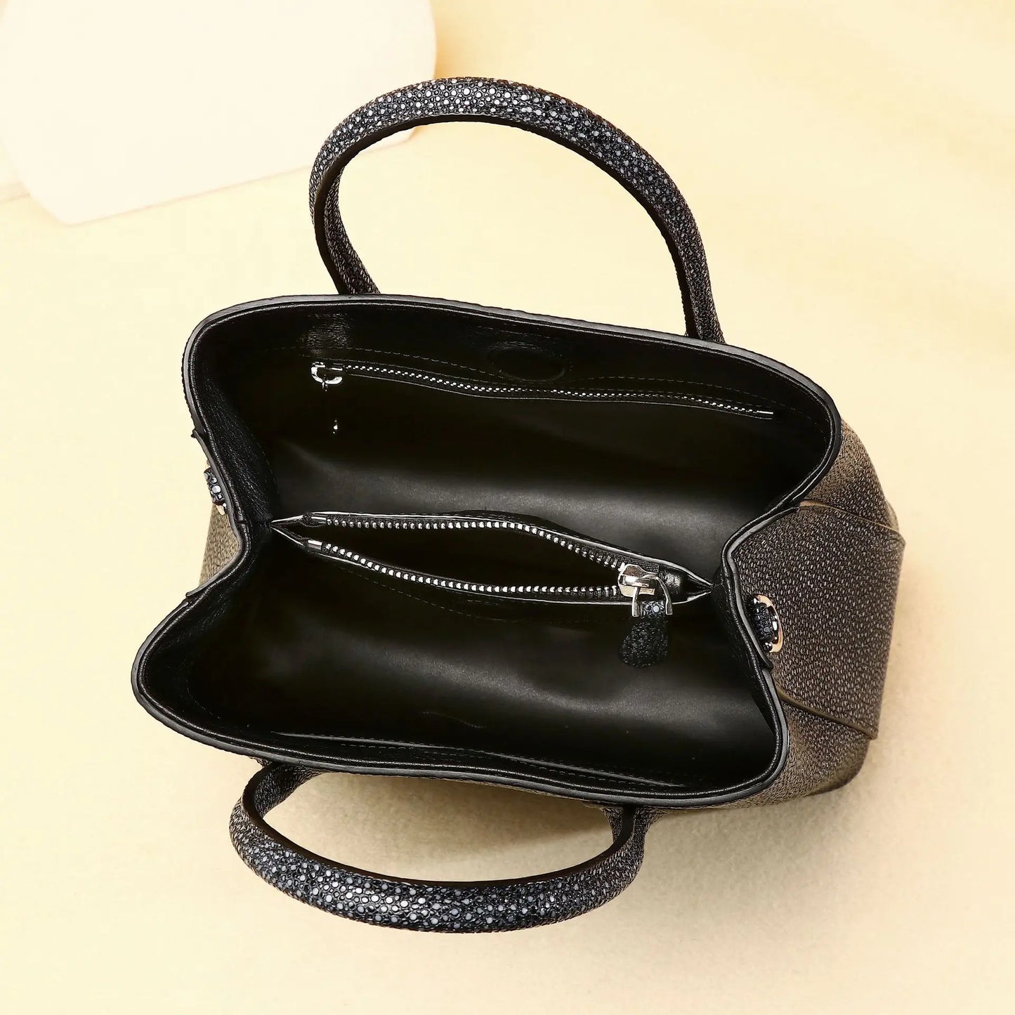 Genuine Leather Stingray-Texture Tote Bag for Women