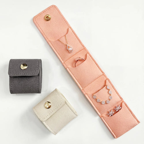 Mini Leather Jewelry Storage Bag – Foldable Portable Organizer for Women