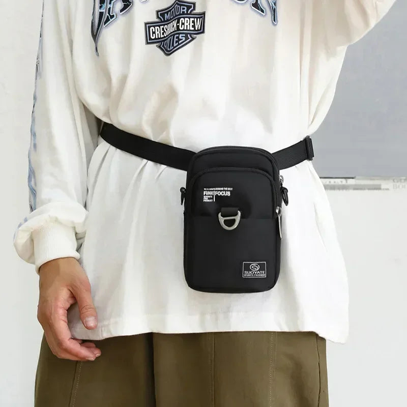 Men's Nylon Crossbody Bag – 3-Layer Mini Messenger Shoulder Bag
