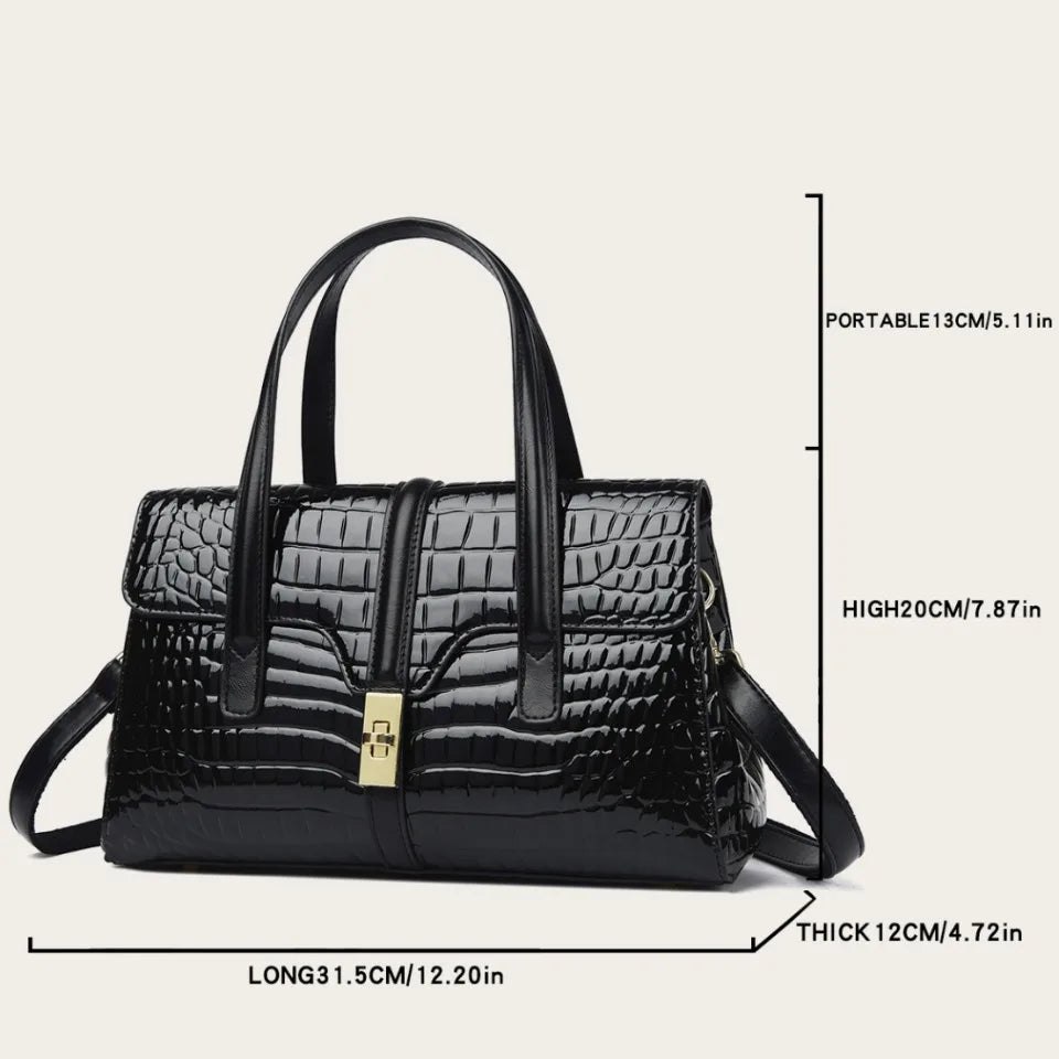 Luxury Tote Handbag for Women – Crocodile Patent Leather