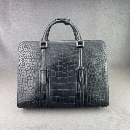 Crocodile Leather Men's Briefcase – Black Luxury Business Bag