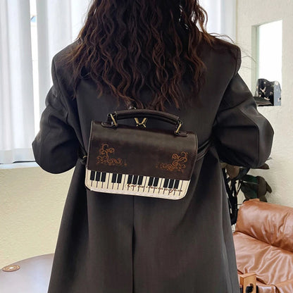 Piano Keyboard Crossbody Bag – Vintage Lace Embroidery Women's Handbag