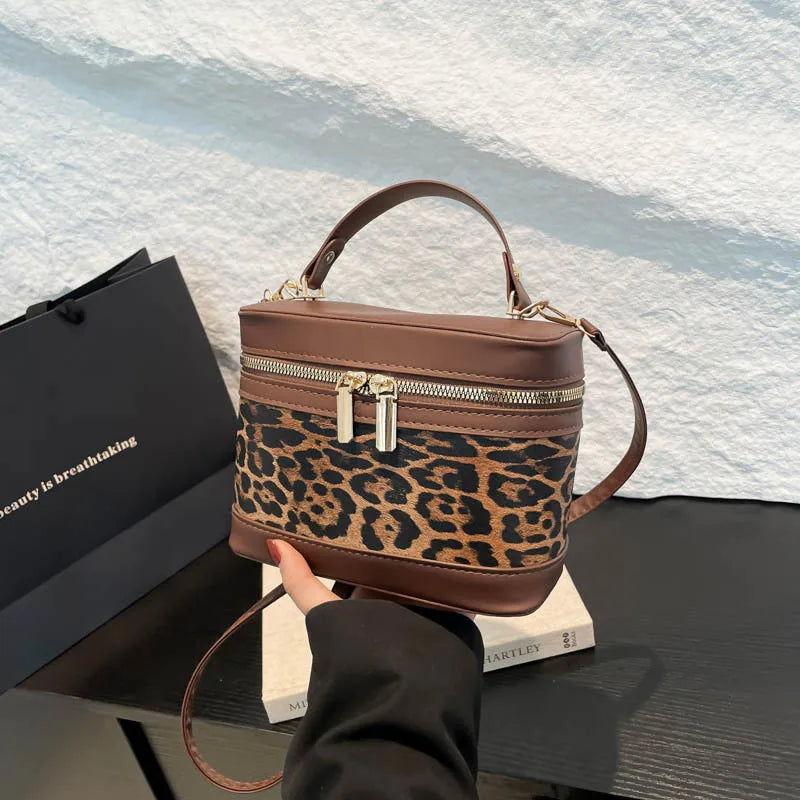 Leopard Print Bucket Bag – Women's Crossbody Shoulder Bag