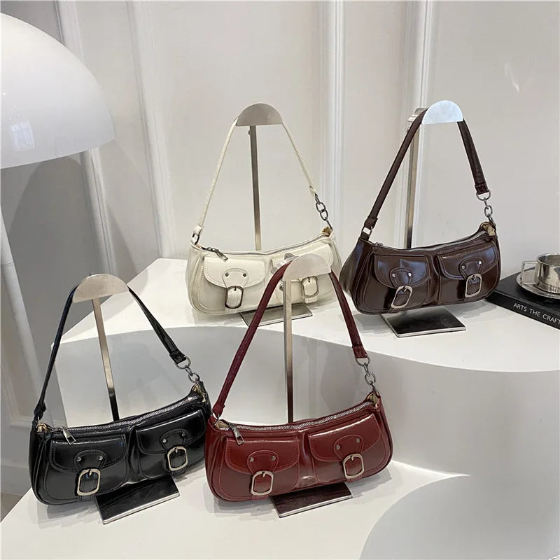 Women's Crossbody Shoulder Bag – Trendy Armpit Purse with Buckle