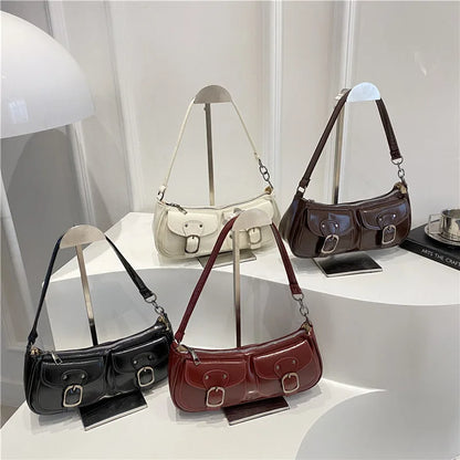 Women's Crossbody Shoulder Bag – Trendy Armpit Purse with Buckle