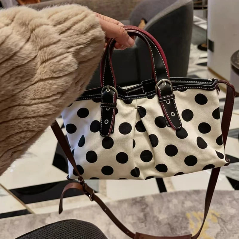 Polka Dot Tote Bag – Large Capacity Women's Shoulder Bag