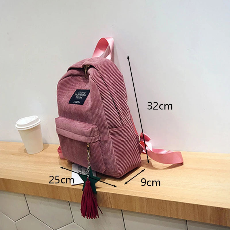 Women's Casual Corduroy Backpack – School & Travel Bag