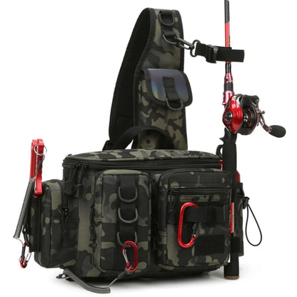 Tactical Fishing Tackle Bag with Rod Holder – Outdoor Waist Pack