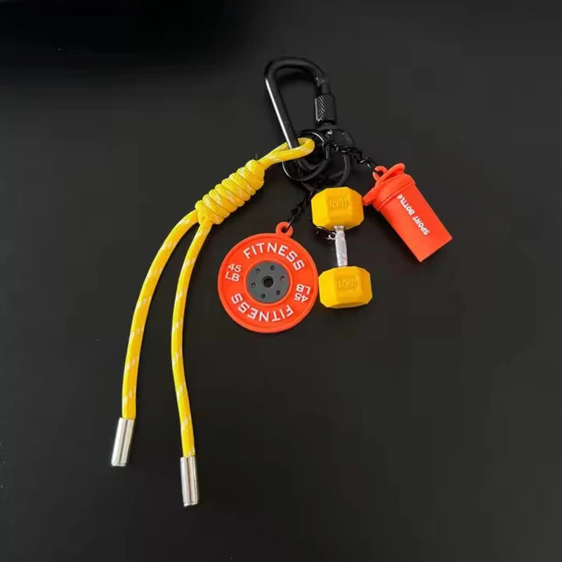 Gym Fitness Keychain Set – Weight Plate, Dumbbell & Shaker Charms