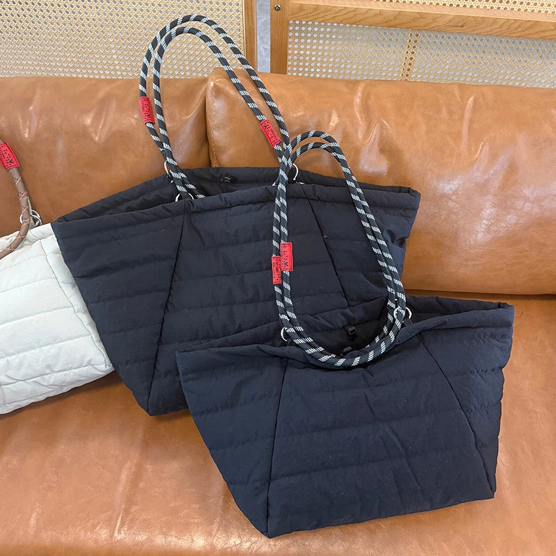 Quilted Puffer Tote Bag for Women – Lightweight Travel Shoulder Bag