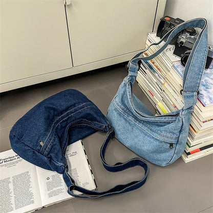 Denim Crossbody Bag – Large Capacity Casual Shoulder Bag for Women
