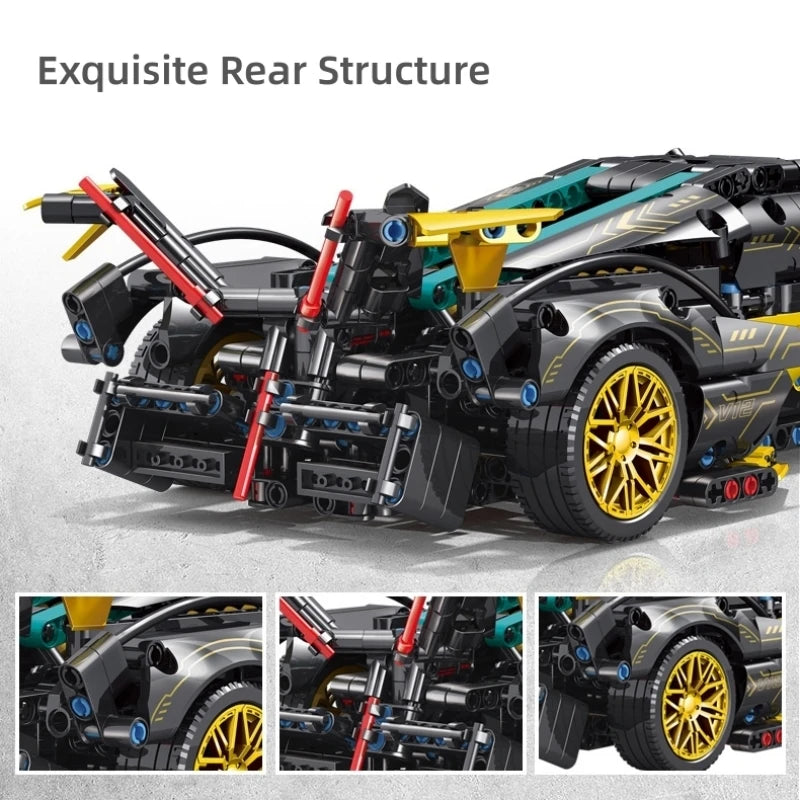 V12 Technical Racing Car Building Set – 1000 Pcs RC-Upgradeable
